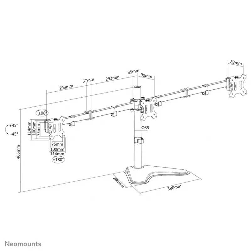 Soporte de mesa para monitor Neomounts FPMA-D550DD3 negro de pie 6 kg 13-27 pulgadas