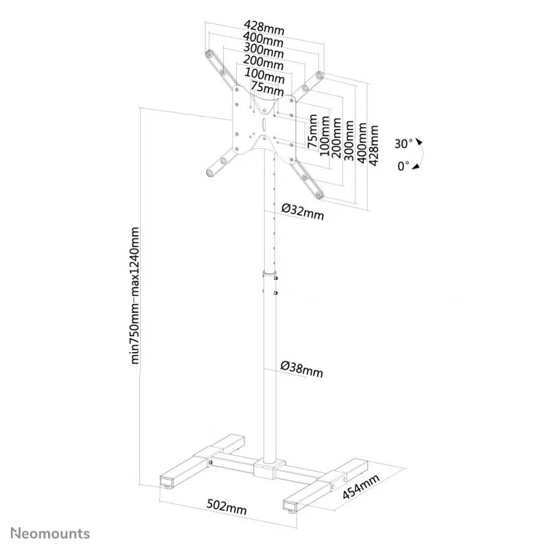 Soporte de suelo Neomounts NS-FS100 negro 10-55 pulgadas