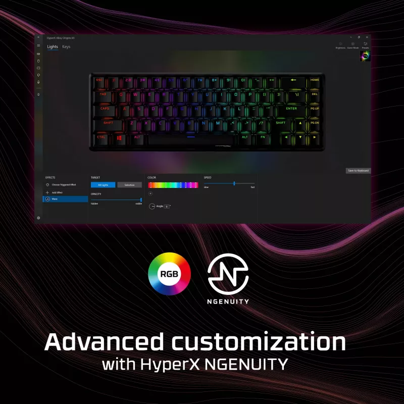 Teclado HyperX Alloy Origins 65 4P5D6AN#UUW, distribución nórdica