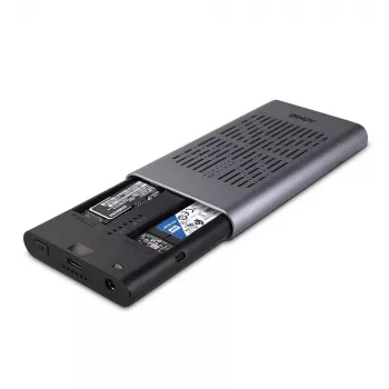 Caja para SSD M.2 NVMe dual Lindy USB 3.2 Gen 2x2 con función de clonación