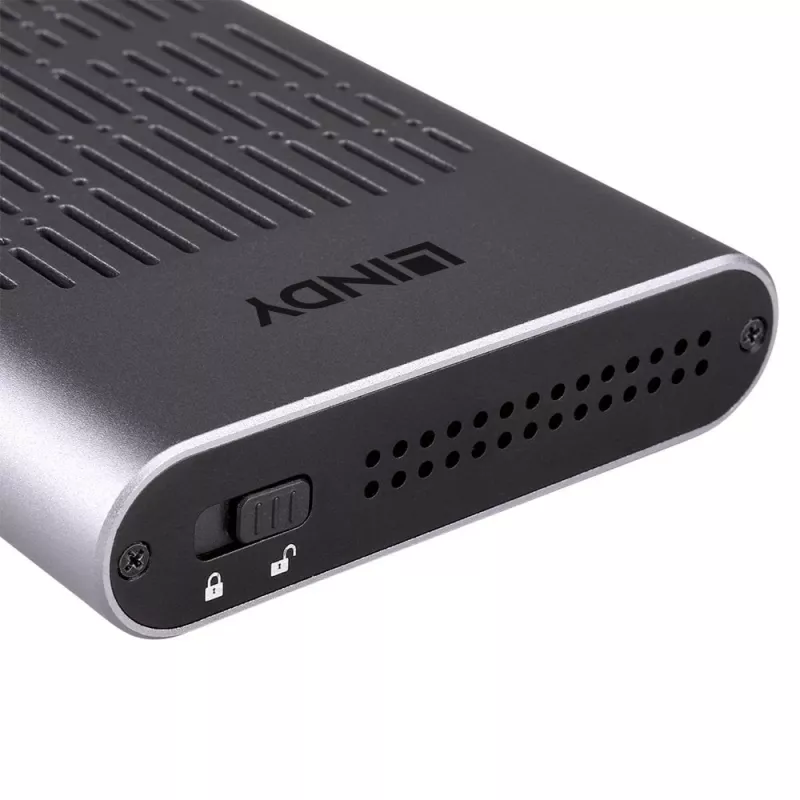 Caja para SSD M.2 NVMe dual Lindy USB 3.2 Gen 2x2 con función de clonación