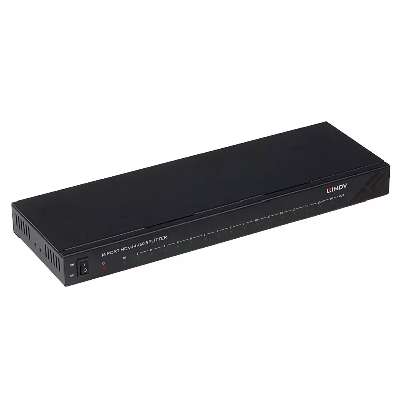 Splitter HDMI 4K60 de 16 puertos Lindy 16x HDMI 3840x2160 negro