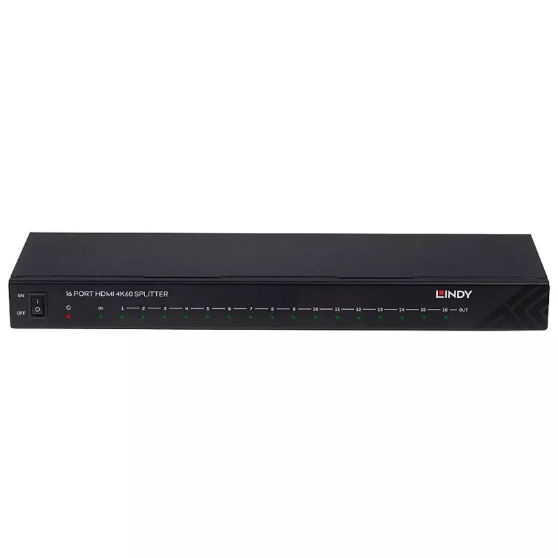Splitter HDMI 4K60 de 16 puertos Lindy 16x HDMI 3840x2160 negro