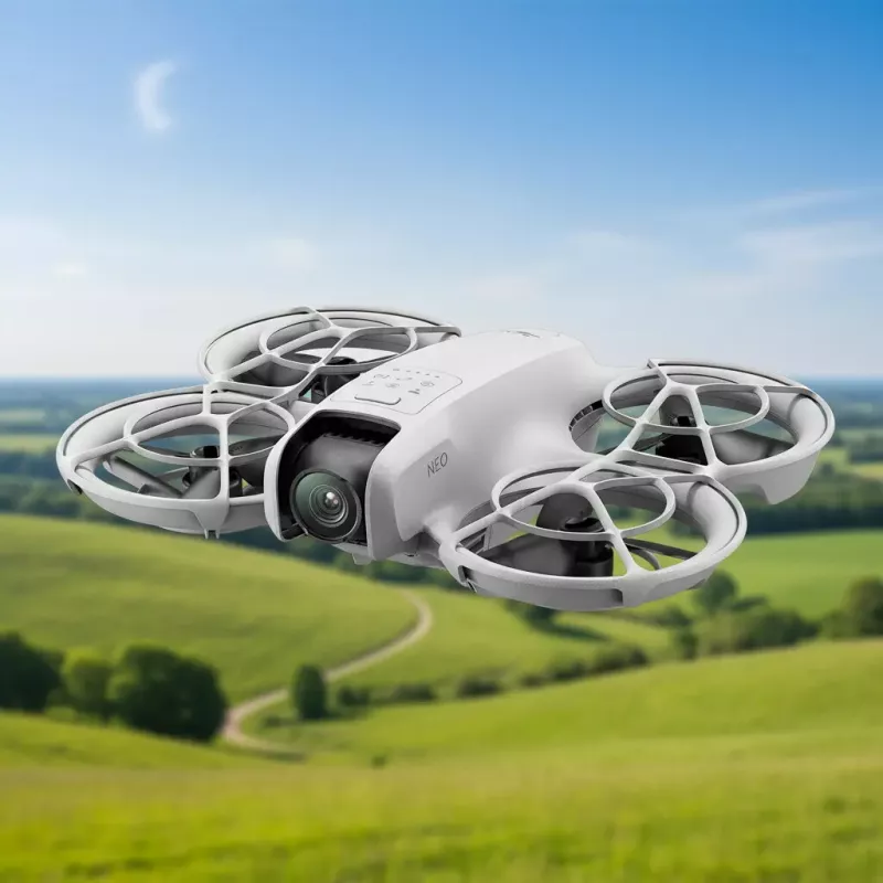 Dron ligero DJI Neo de 135g con cámara 4K Ultra HD, hasta 18 minutos de vuelo con una carga, sin mando