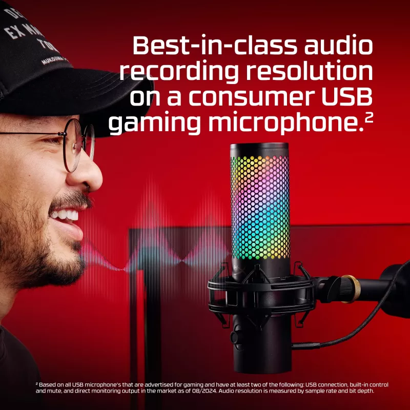 Micrófono USB HyperX QuadCast 2 S (negro), micrófono de mesa, -8 dB, 20 - 20000 Hz, 1 Ω, con cable, USB