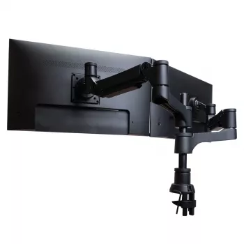 Soporte para monitor R-Go Tools R-Go Caparo Dual, para dos monitores, altura ajustable con resorte de gas, capacidad de carga 3-9 kg, 100% circular, negro