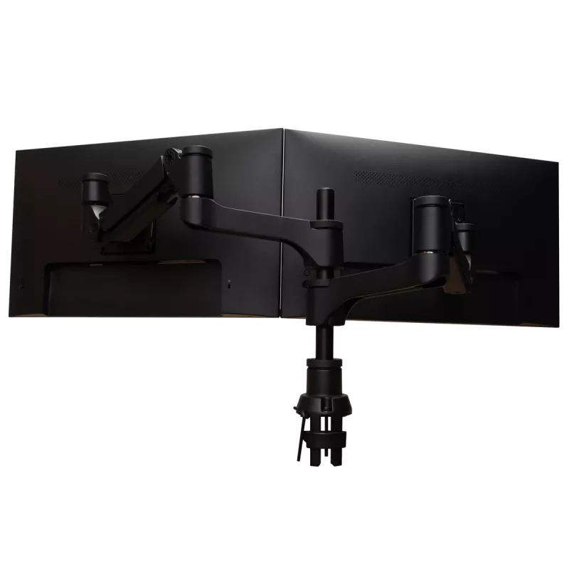 Soporte para monitor R-Go Tools R-Go Caparo Dual, para dos monitores, altura ajustable con resorte de gas, capacidad de carga 3-9 kg, 100% circular, negro