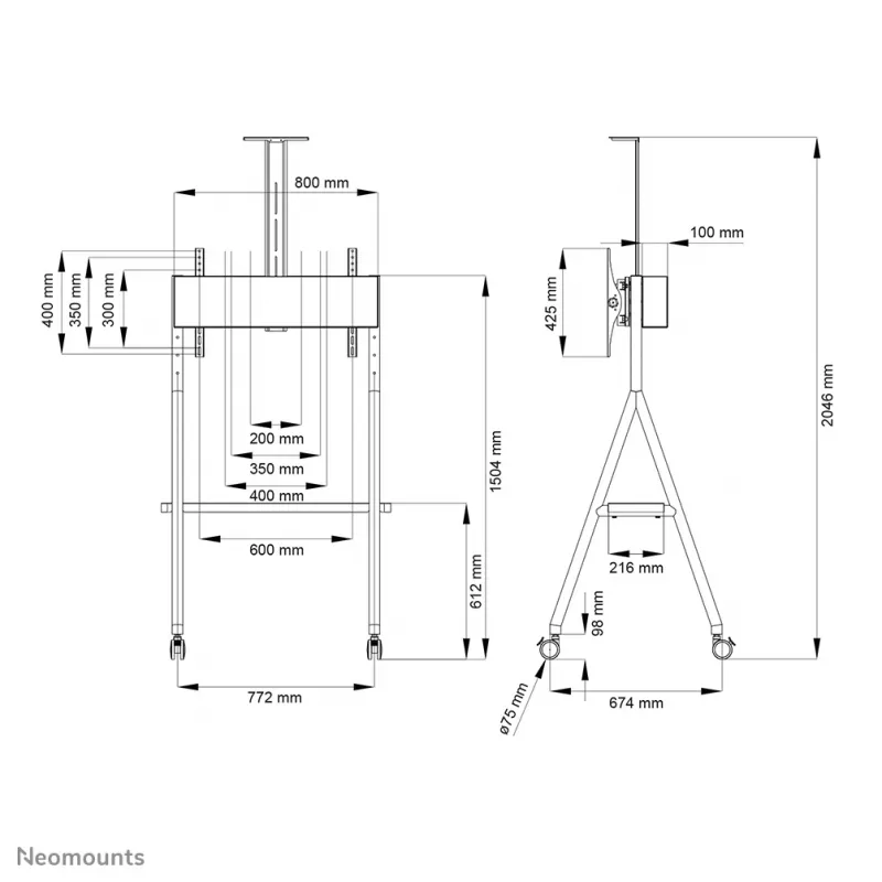 Neomounts NS-M1500WHITE soporte móvil para TV 32-65 pulgadas