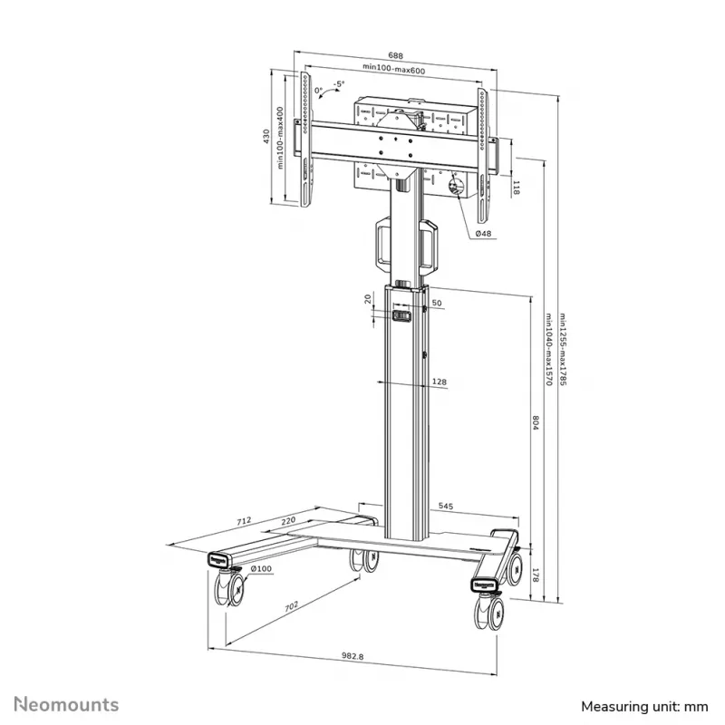 Neomounts FL50S-825WH1 carro para TV 37-75 pulgadas - TÜV