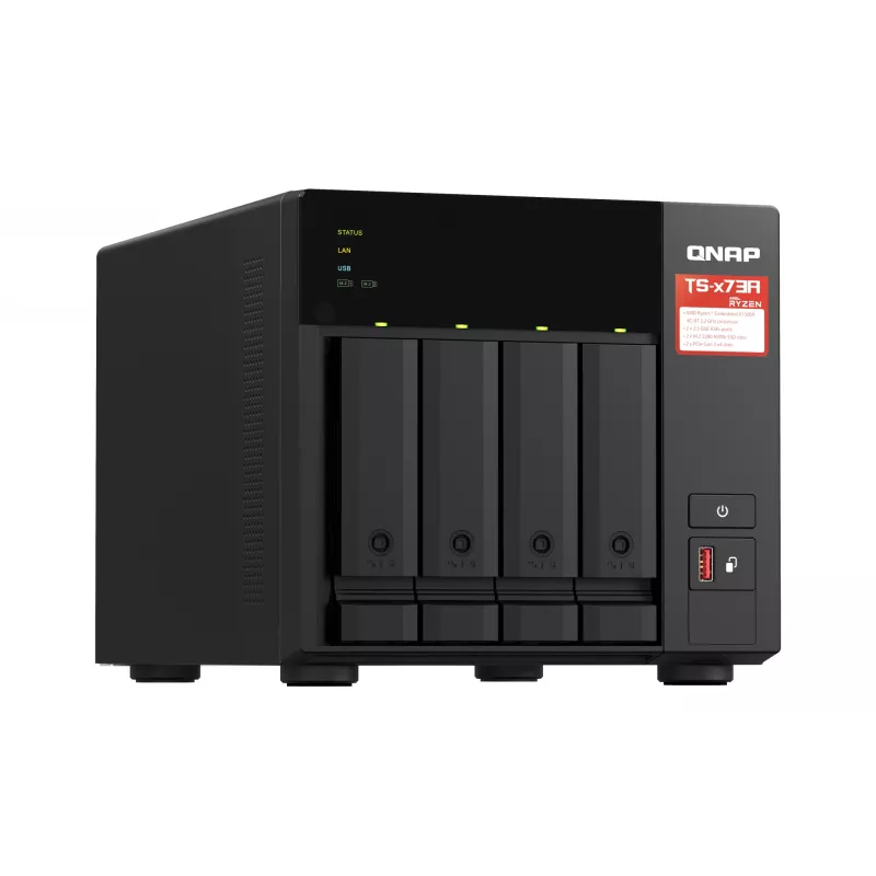 QNAP TS-473A NAS Torre Ryzen Embedded V1500B 8 GB DDR4 0 TB QNAP Turbo System negro