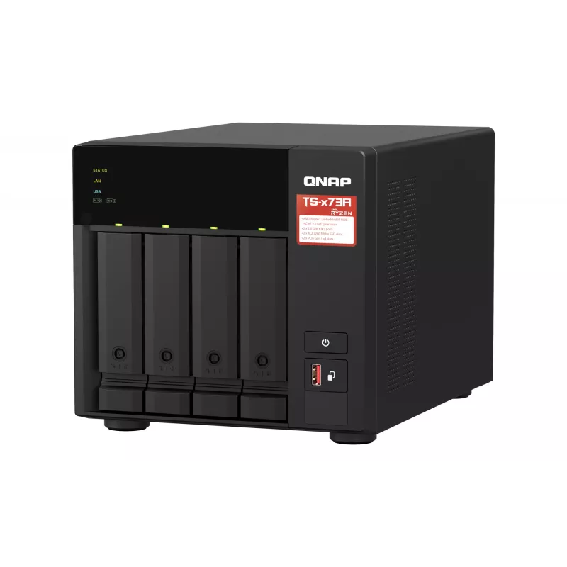 QNAP TS-473A NAS Torre Ryzen Embedded V1500B 8 GB DDR4 0 TB QNAP Turbo System negro