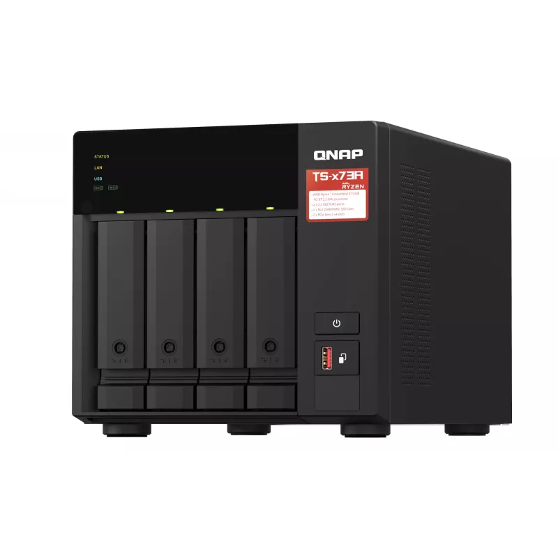 QNAP TS-473A NAS Torre Ryzen Embedded V1500B 8 GB DDR4 0 TB QNAP Turbo System negro