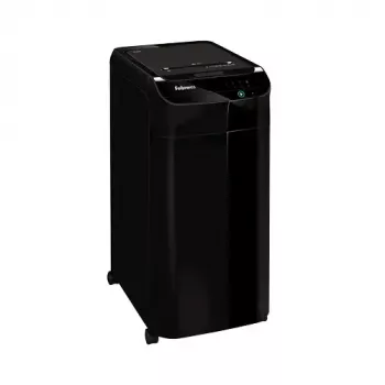 Destructora de documentos Fellowes 100135793 — partículas 4 x 38 mm, cesta de recogida 68 L, negra
