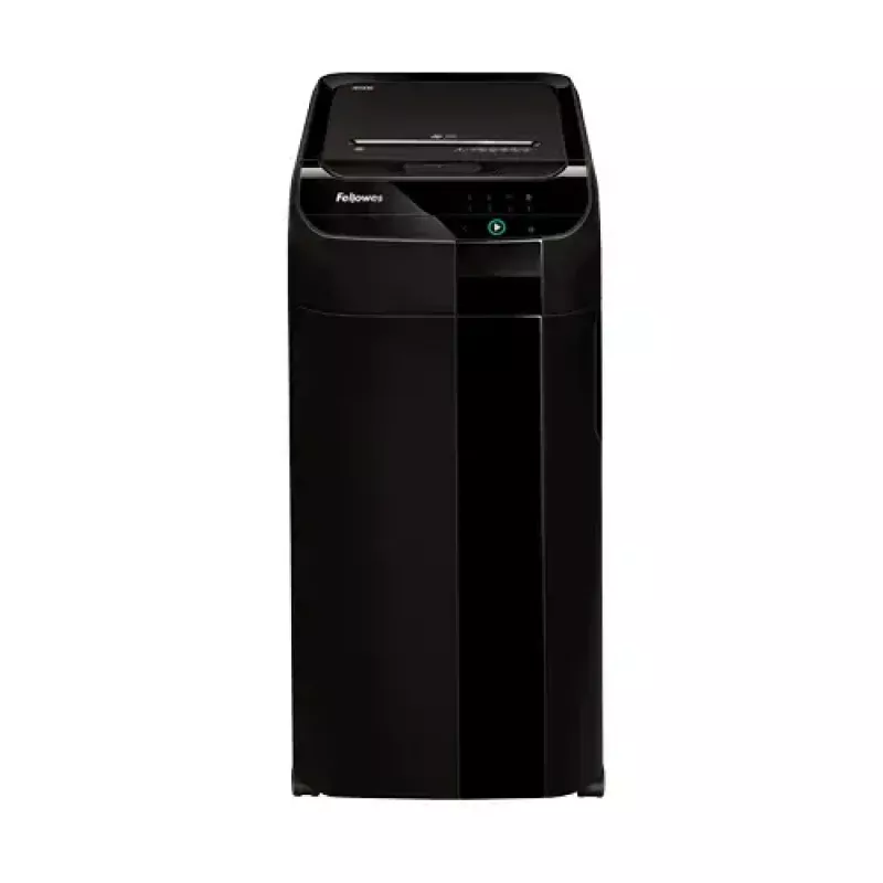 Destructora de documentos Fellowes 100135793 — partículas 4 x 38 mm, cesta de recogida 68 L, negra