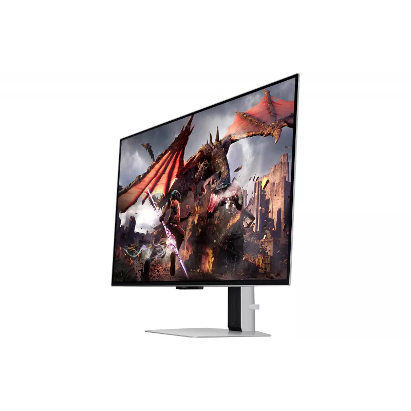 Samsung Odyssey OLED G8 G80SD LS32DG802SUXDU monitor gaming, 32 pulgadas (81,3 cm) OLED, 4K UHD 3840 x 2160, 240 Hz, 0,03 ms, HDR10, 2x HDMI, DisplayPort, hub USB 3.0, altura ajustable, pivote, plateado