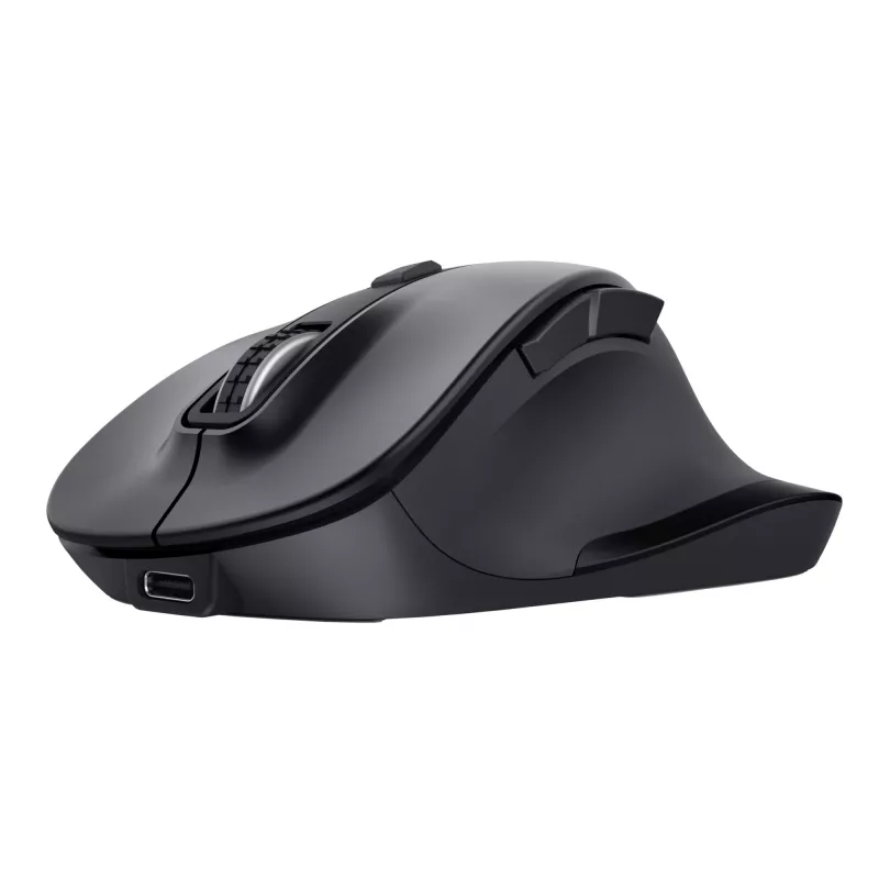 TRUST Fyda Office ratón inalámbrico ergonómico para diestros – RF + Bluetooth 5.2 – óptico 2400 DPI – 6 botones – negro