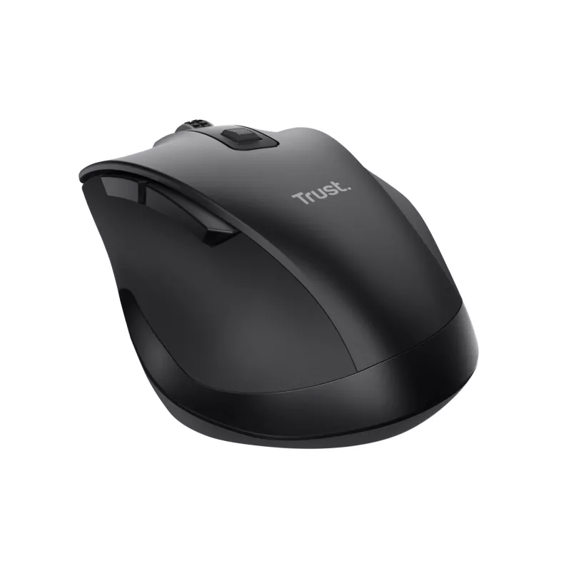 TRUST Fyda Office ratón inalámbrico ergonómico para diestros – RF + Bluetooth 5.2 – óptico 2400 DPI – 6 botones – negro
