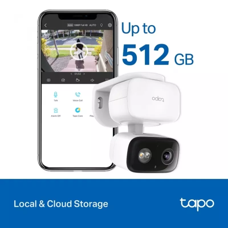 Cámara de vigilancia TP-LINK Tapo C206 – Uso interior/exterior 1080p HD, Giro e inclinación, Visión nocturna, Audio bidireccional
