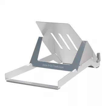 R-Go Tools Soporte para portátil R-Go Riser Basic, elevador de portátil plegable y ajustable, aluminio, plateado