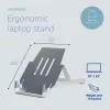 R-Go Tools Soporte para portátil R-Go Riser Basic, elevador de portátil plegable y ajustable, aluminio, plateado