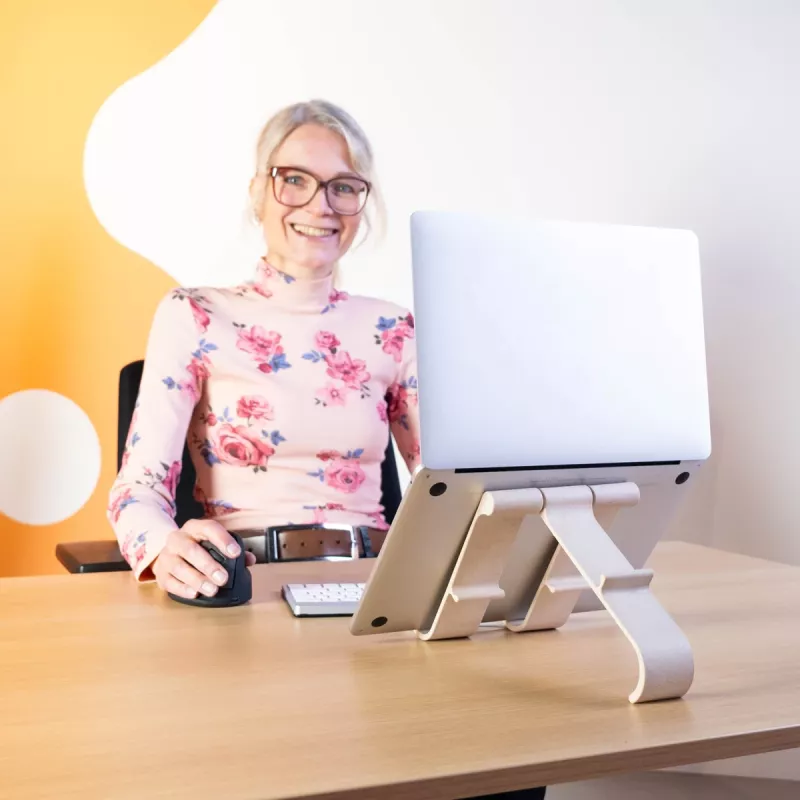 R-Go Tools Soporte para portátil y tablet R-Go Treepod, ergonómico y modular, ajustable, de base biológica