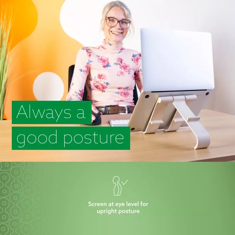 R-Go Tools Soporte para portátil y tablet R-Go Treepod, ergonómico y modular, ajustable, de base biológica