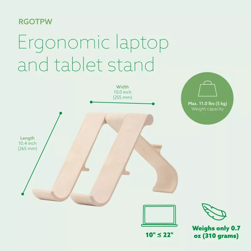 R-Go Tools Soporte para portátil y tablet R-Go Treepod, ergonómico y modular, ajustable, de base biológica