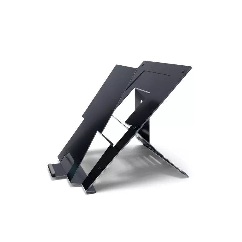 R-Go Tools Soporte para portátil R-Go Riser Document, soporte ergonómico, plegable y ajustable con sujeta documentos, negro