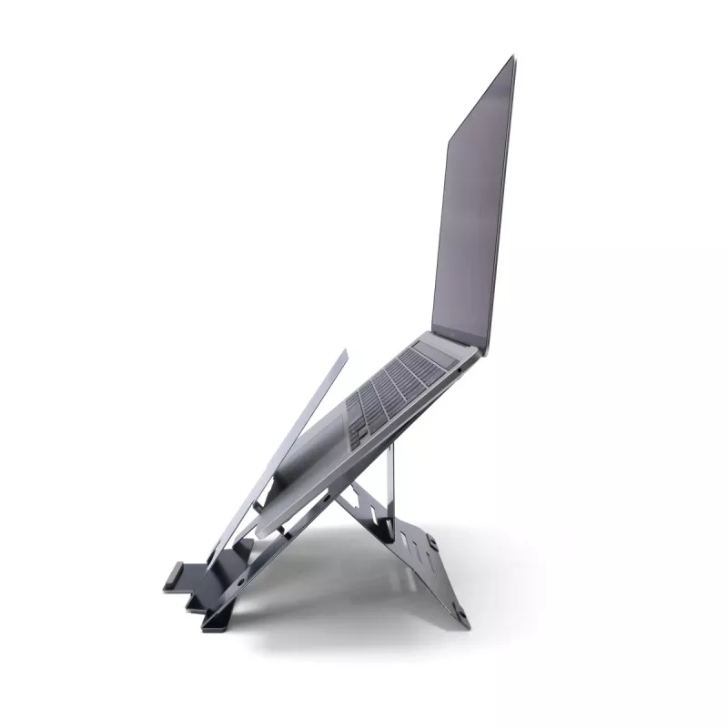 R-Go Tools Soporte para portátil R-Go Riser Document, soporte ergonómico, plegable y ajustable con sujeta documentos, negro