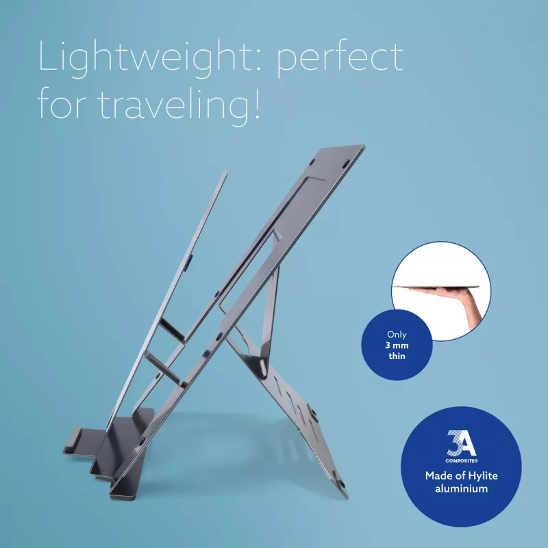 R-Go Tools Soporte para portátil R-Go Riser Document, soporte ergonómico, plegable y ajustable con sujeta documentos, negro