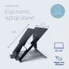 R-Go Tools Soporte para portátil R-Go Riser Document, soporte ergonómico, plegable y ajustable con sujeta documentos, negro