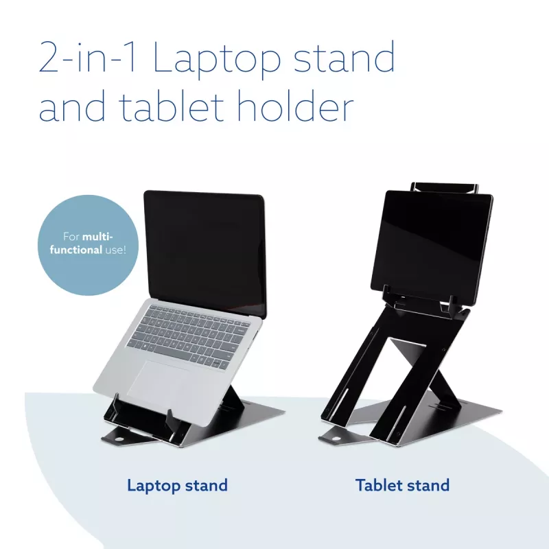 R-Go Tools Soporte para tablet y portátil R-Go Riser Duo, apto para pantallas de 10–22