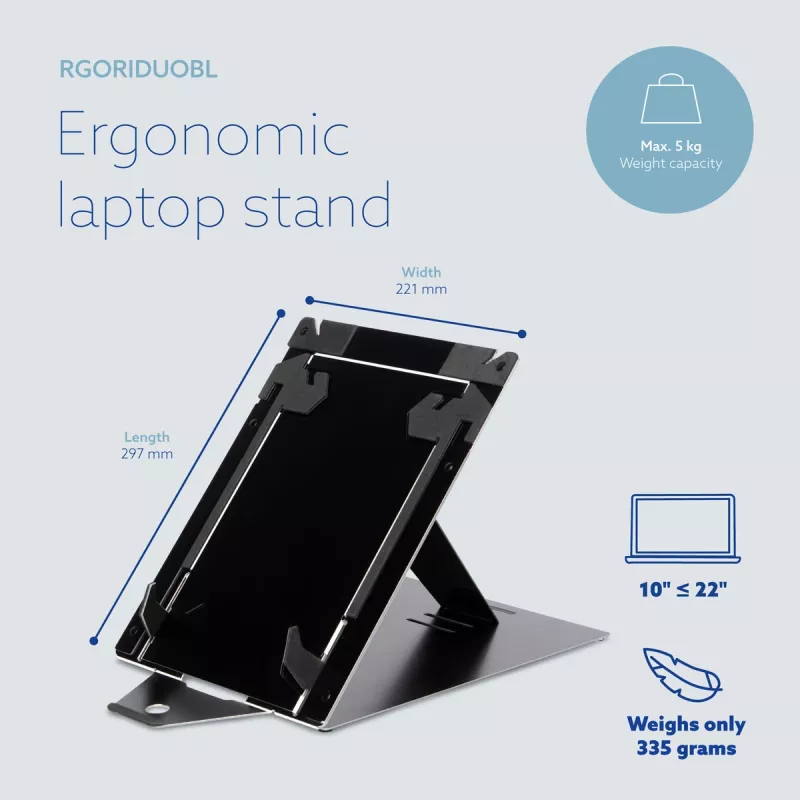 R-Go Tools Soporte para tablet y portátil R-Go Riser Duo, apto para pantallas de 10–22
