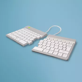 R-Go Tools Teclado ergonómico R-Go Split Break con software de pausas, teclado ergonómico dividido, QWERTY (UK), Bluetooth, blanco