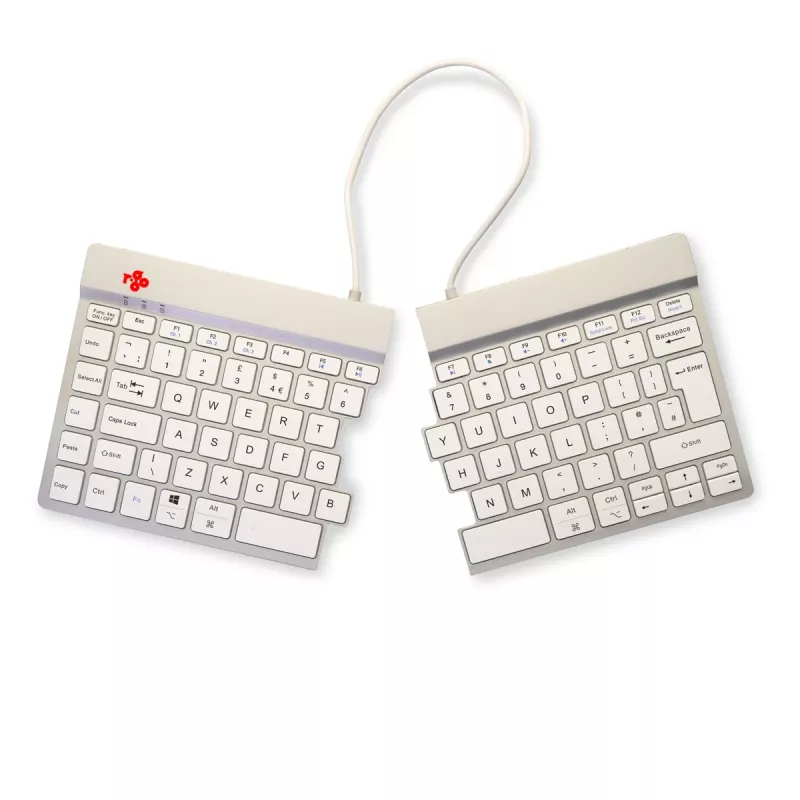 R-Go Tools Split Break RGOSBUKWLWH teclado inalámbrico, distribución UK, blanco