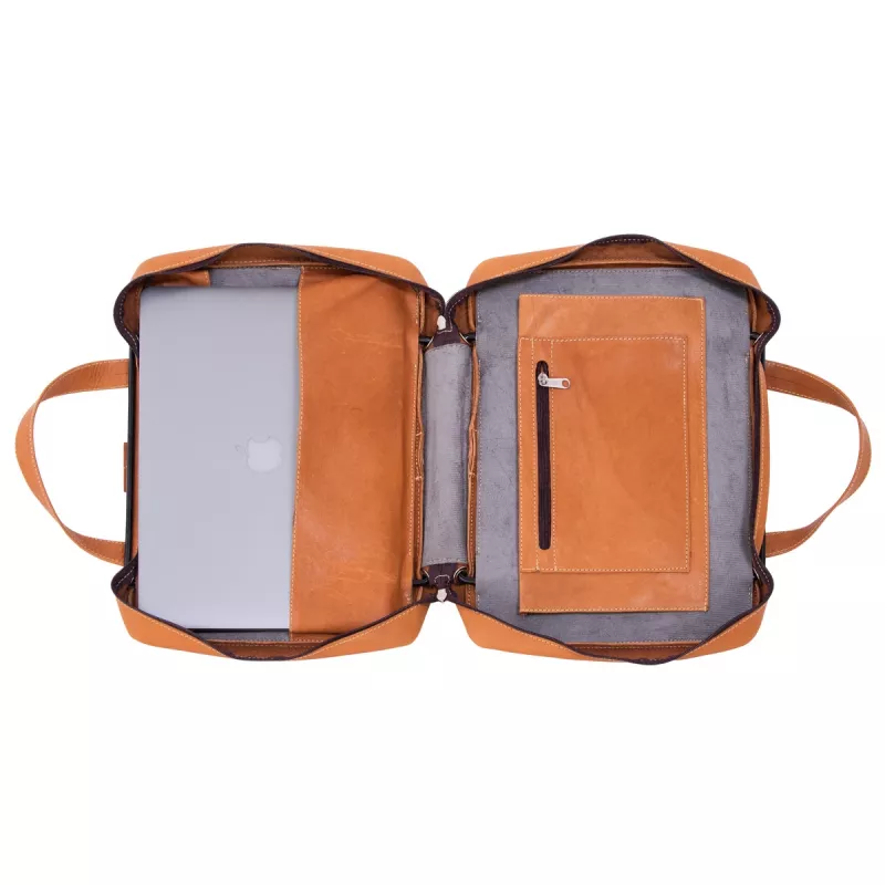 R-Go Tools Funda para portátil R-Go Viva, piel flor entera, con soporte para portátil integrado, correa de hombro, 39,6 cm (15,6 inch), marrón
