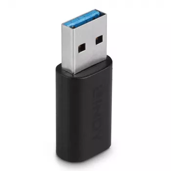 Lindy Adaptador USB 3.2 Type-A a C, USB 3.2 Type-A, USB 3.2 Type-C, Negro