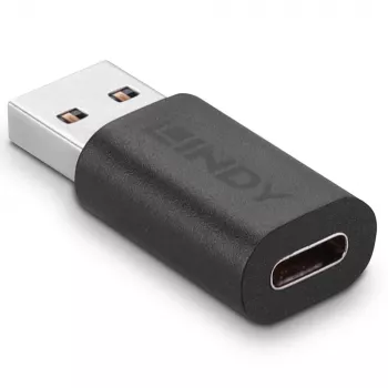 Lindy Adaptador USB 3.2 Type-A a C, USB 3.2 Type-A, USB 3.2 Type-C, Negro