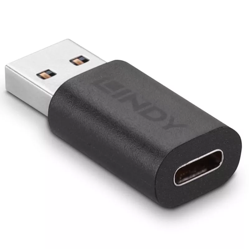 Lindy Adaptador USB 3.2 Type-A a C, USB 3.2 Type-A, USB 3.2 Type-C, Negro