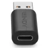 Lindy Adaptador USB 3.2 Type-A a C, USB 3.2 Type-A, USB 3.2 Type-C, Negro