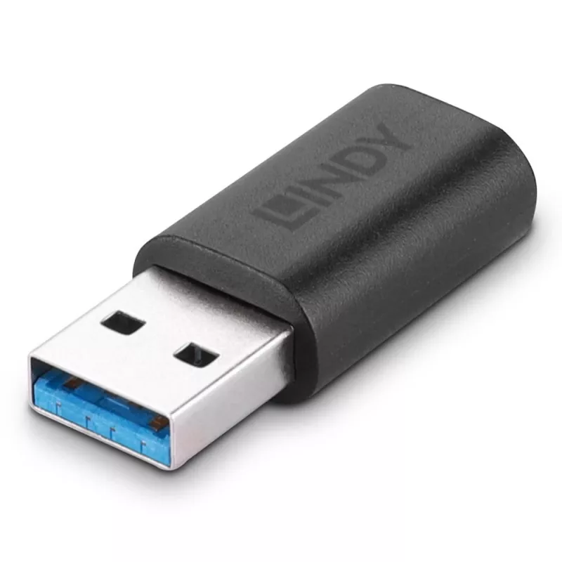 Lindy Adaptador USB 3.2 Type-A a C, USB 3.2 Type-A, USB 3.2 Type-C, Negro