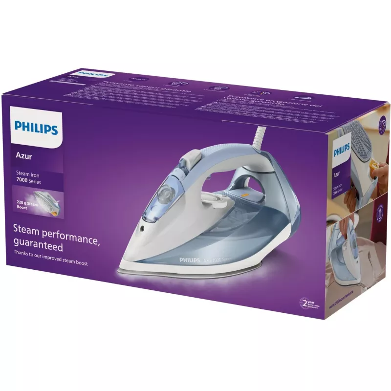 Plancha de vapor Philips 7000er Serie DST7011/20 — 2600 W, depósito de 0,3 l, suela SteamGlide Plus, vapor vertical