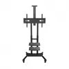 ONKRON TS1881-B soporte de TV móvil con ruedas y estantes para televisores de 50–86", hasta 90 kg, VESA 200×200–800×500, altura regulable, negro