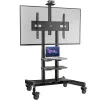 ONKRON TS1881-B soporte de TV móvil con ruedas y estantes para televisores de 50–86", hasta 90 kg, VESA 200×200–800×500, altura regulable, negro