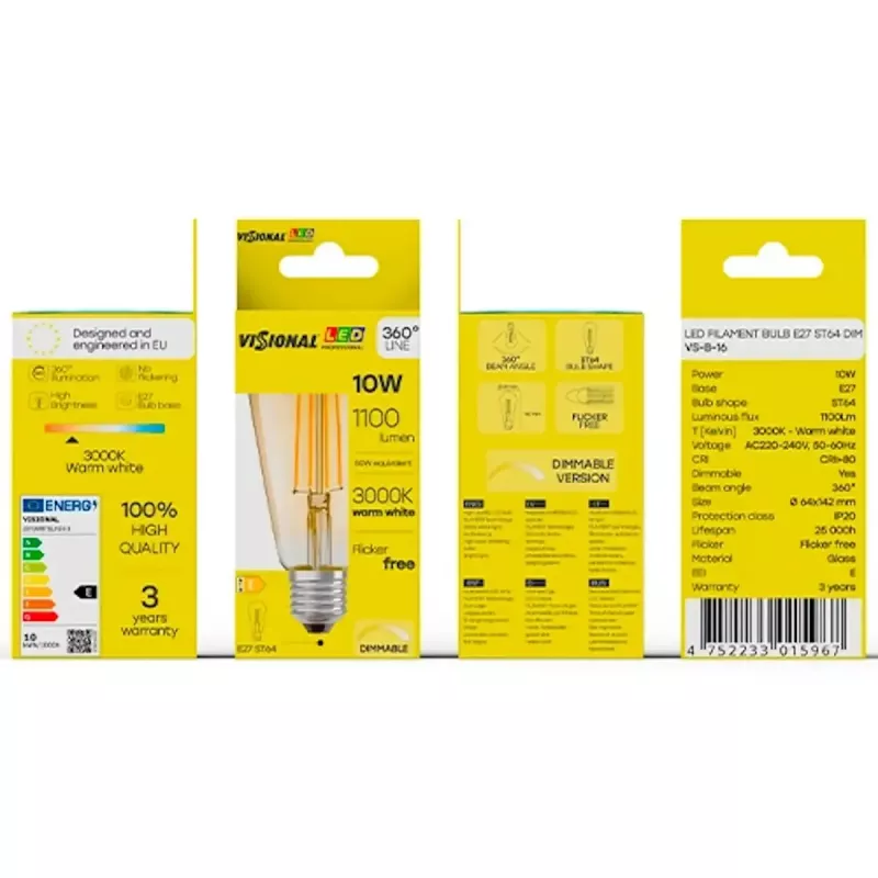 Lámpara LED VISIONAL VS-B-16 10W — 1100 lm, iluminación doméstica