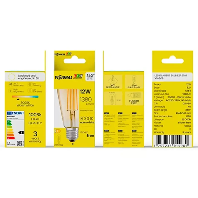 Bombilla LED VISIONAL VS-B-18 12W 1380 lm 3000K