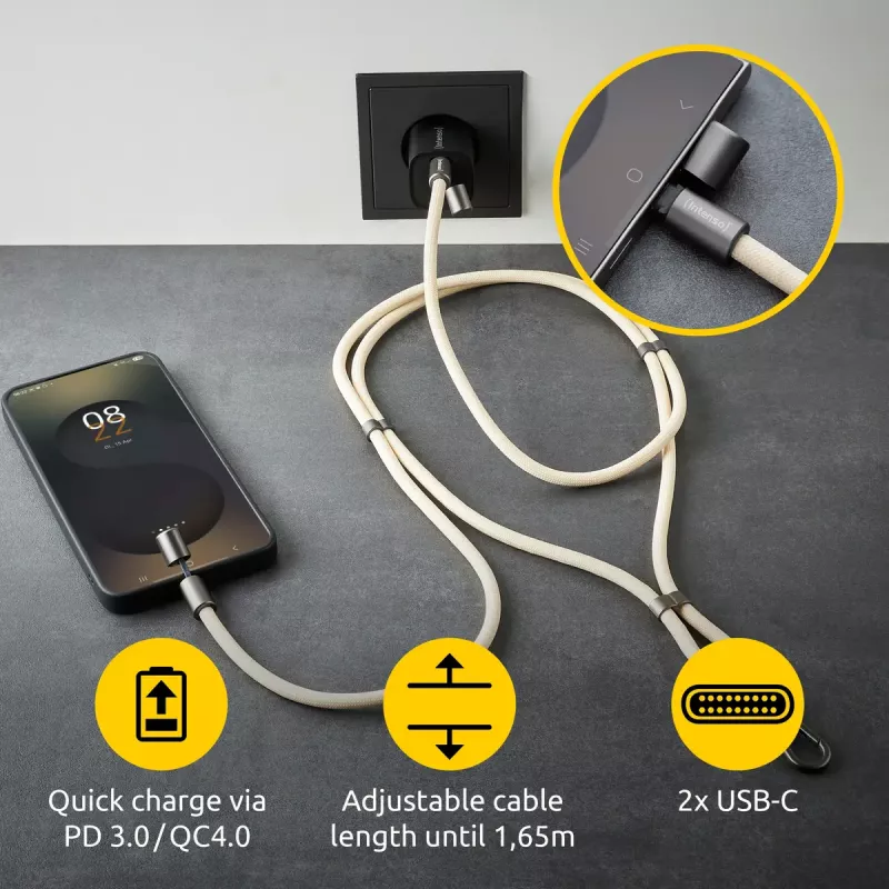 Cable USB Intenso Handykette 1,65 m USB-C beige