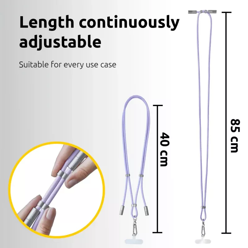 Cable-collar Intenso USB-C para móvil 60W carga rápida, longitud ajustable 1,65 m, nailon, morado