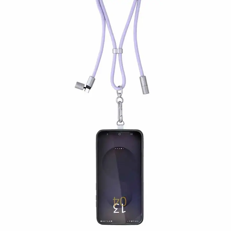 Cable-collar Intenso USB-C para móvil 60W carga rápida, longitud ajustable 1,65 m, nailon, morado
