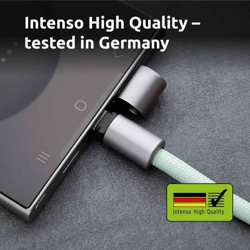 Cable-collar Intenso USB-C para móvil 60W carga rápida, longitud ajustable 1,65 m, nailon, verde